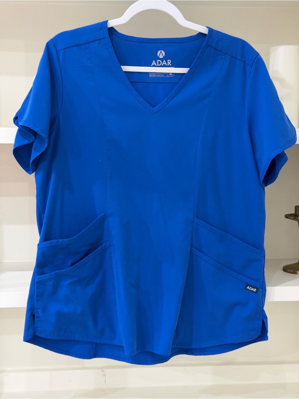 Ada V-Neck Short Sleeve Scrub Top in Cobalt Blue